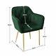 Velvet Upholstered Armchair Dining Table Lounge Back Chair With Gold Metal Legs