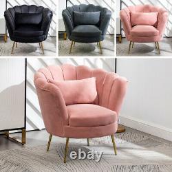 Velvet Upholstered Armchair Scallop Tub Chair Dining Living Bedroom Lounge Sofa