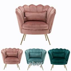 Velvet Upholstered Armchair Scallop Tub Chair Dining Living Bedroom Lounge Sofa