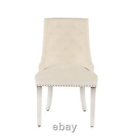 Velvet Upholstered Seat Luxury Dining Accent Chair Silver Metal Legs Home Office