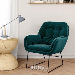 Velvet Upholstered Tufted Back Padded Seat Armchair Lounge Bedroom Accent Chair