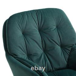 Velvet Upholstered Tufted Back Padded Seat Armchair Lounge Bedroom Accent Chair