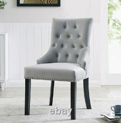 Velvet or Fabric Studded Dining Chair Accent Wing Button Back Occasional Chair