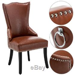 Victoria High Back Upholstered Seat Stools Faux Leather Dining Chairs with Knocker