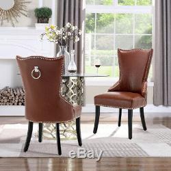 Victoria High Back Upholstered Seat Stools Faux Leather Dining Chairs with Knocker