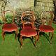 Victorian Carved Walnut Balloon Back Set Of 4 Upholstered Dining Chairs C1870