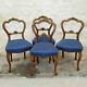 Victorian Carved Walnut Balloon Back Set Of 4 Upholstered Dining Chairs C1880