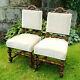 Victorian Period Pair Of Oak Jacobean Style Upholstered Dining Chairs C19th