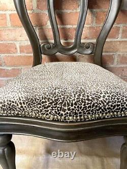 Victorian Style Upholstered Dining Chair Leopard Velvet Fabric