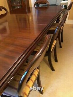 Victorian dining table and 8 balloon backed chairs upholstered seats