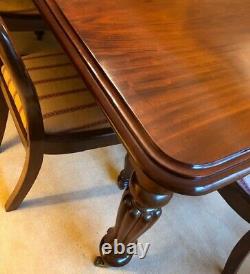 Victorian dining table and 8 balloon backed chairs upholstered seats