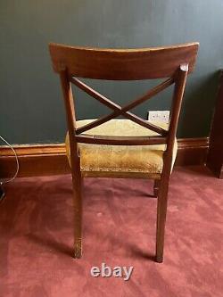 Vintage Antique Upholstered Champagne And Wood Dining Chair Excellent Condition