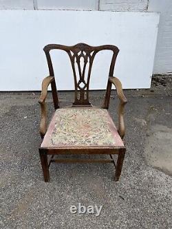 Vintage Dining Chair with Upholstered Seat. 910mm x 590mm x 530mm