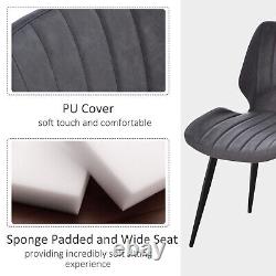 Vintage Look PU Leather Set Of 2 Dining Chairs Grey