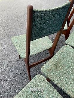 Vintage Mid Century Modern High Dining Chairs, Set of 6 Upholstered Green 1968