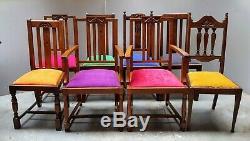 Vintage Oak Dining Chairs Quirky Mix & Match Upholstered to Order