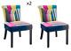 Vintage Patchwork Chair Upholstered Dining Chairs Retro Funky Wooden Seat Set 2