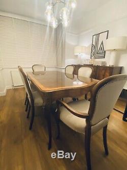 Vintage Retro Mid Century Solid Wood Dining Table And 6 Upholstered Chairs