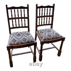 Vintage Upholstered dining chairs? Pair needlepoint seats