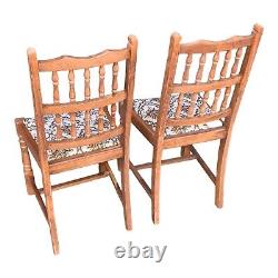 Vintage Upholstered dining chairs? Pair needlepoint seats