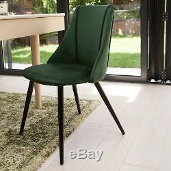 Vintage Velvet Upholstered Dining Chair Office Chair Black Metal Legs, Grey/Green