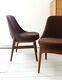 Vintage Pair Upholstered Tub Dining Office Chairs 100% Wool