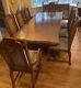 Vintage Reproduction Oak Extendable Dining Table & 8 Stunning Upholstered Chairs