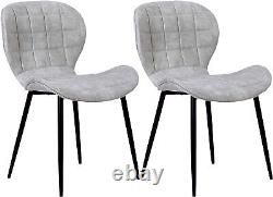 WOLTU 2/4x Dining Chairs Light Grey Fabric Upholstered Seat with Black Legs Home
