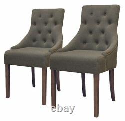 Walnut Accent Upholstered Dining Chair Stone (Pack Of Two) Baumhaus