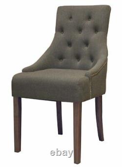Walnut Accent Upholstered Dining Chair Stone (Pack Of Two) Baumhaus