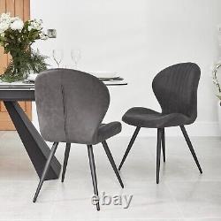 Watson Grey Nubuck Upholstered Contemporary Dining Chair with Black Legs