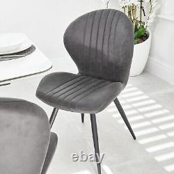 Watson Grey Nubuck Upholstered Contemporary Dining Chair with Black Legs