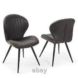 Watson Grey Nubuck Upholstered Contemporary Dining Chair with Black Legs