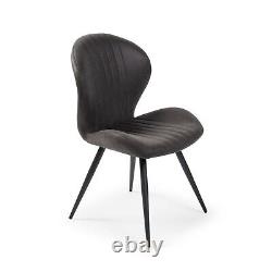 Watson Grey Nubuck Upholstered Contemporary Dining Chair with Black Legs