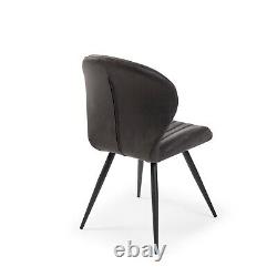 Watson Grey Nubuck Upholstered Contemporary Dining Chair with Black Legs