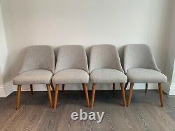 West Elm Mid-Century Upholstered Dining Chair, Platinum Linen Weave