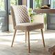 Wheat Chenille Dining Chair Beige Quilted Side Chair Upholstered Dining Chair
