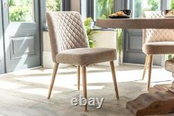 Wheat Chenille Dining Chair Beige Quilted Side Chair Upholstered Dining Chair