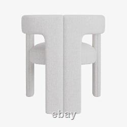 White Boucle Upholstered Curved Tub Dining Chair Kirra KRA001