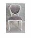 White Mahogany Heart Chair Silver Crushed Velvet