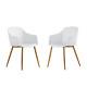 White Modern Upholstered Fabric Dining Chair With Wooden Legs Armchairs