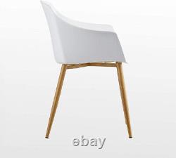 White Modern Upholstered Fabric Dining Chair with wooden legs Armchairs