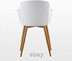 White Modern Upholstered Fabric Dining Chair with wooden legs Armchairs
