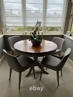 Wooden Extended Table Grey With 4 Upholstered Chairs Kitchen Dining Seats 4-8