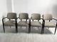 Wooden Oak Dining Armchairs Upholstered Linen Fabric Seat X4