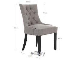 X2 Verona Scoop Back Grey Velvet Dining Chairs Button Back Upholstered Furniture