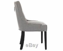 X2 Verona Scoop Back Grey Velvet Dining Chairs Button Back Upholstered Furniture