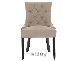 X2 Verona Scoop Back Linen Dining Chairs in Cream Button Back Upholstered Chair