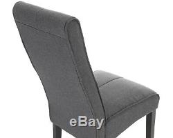X2 Vienna Grey Linen Dining Chair with Oak Legs Luxury Upholstered Chairs