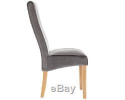 X2 Vienna Light Grey Velvet Dining Chair with Oak Legs Luxury Upholstered Chairs